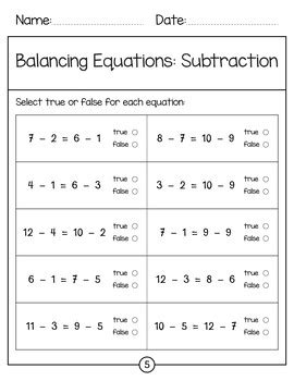 Balancing Equations Addition And Subtraction