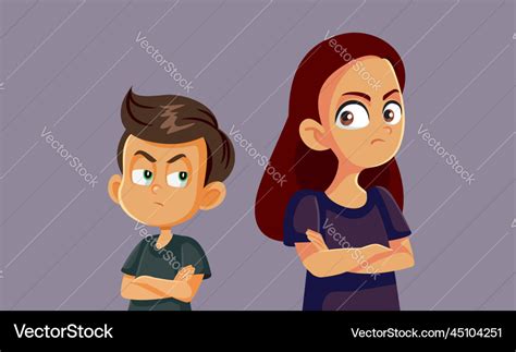 Big Sister Fighting With Her Brother Cartoon Vector Image
