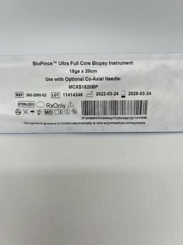 Biopince Ultra Full Core Biopsy Instrument Argon Medical