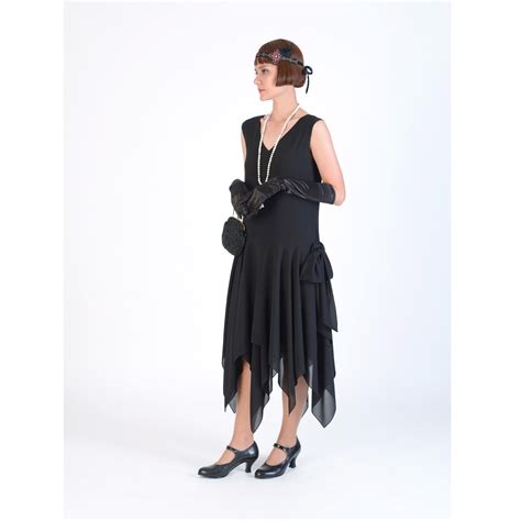 Black 1920S Dress With Handkerchief Skirt Black 20S Dress Etsy