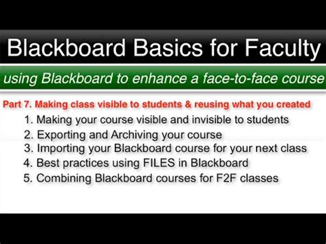 Blackboard Tips For Faculty Youtube