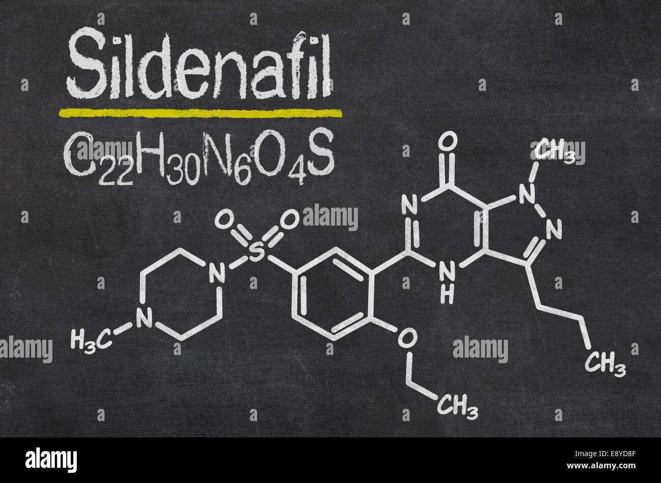Blackboard With The Chemical Formula Of Sildenafil Stock Photo Alamy