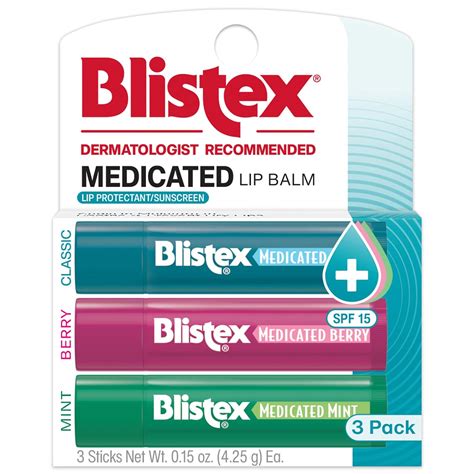 Blistex Medicated Lip Balm Lip Protectant Sunscreen Spf 15 3 Balm