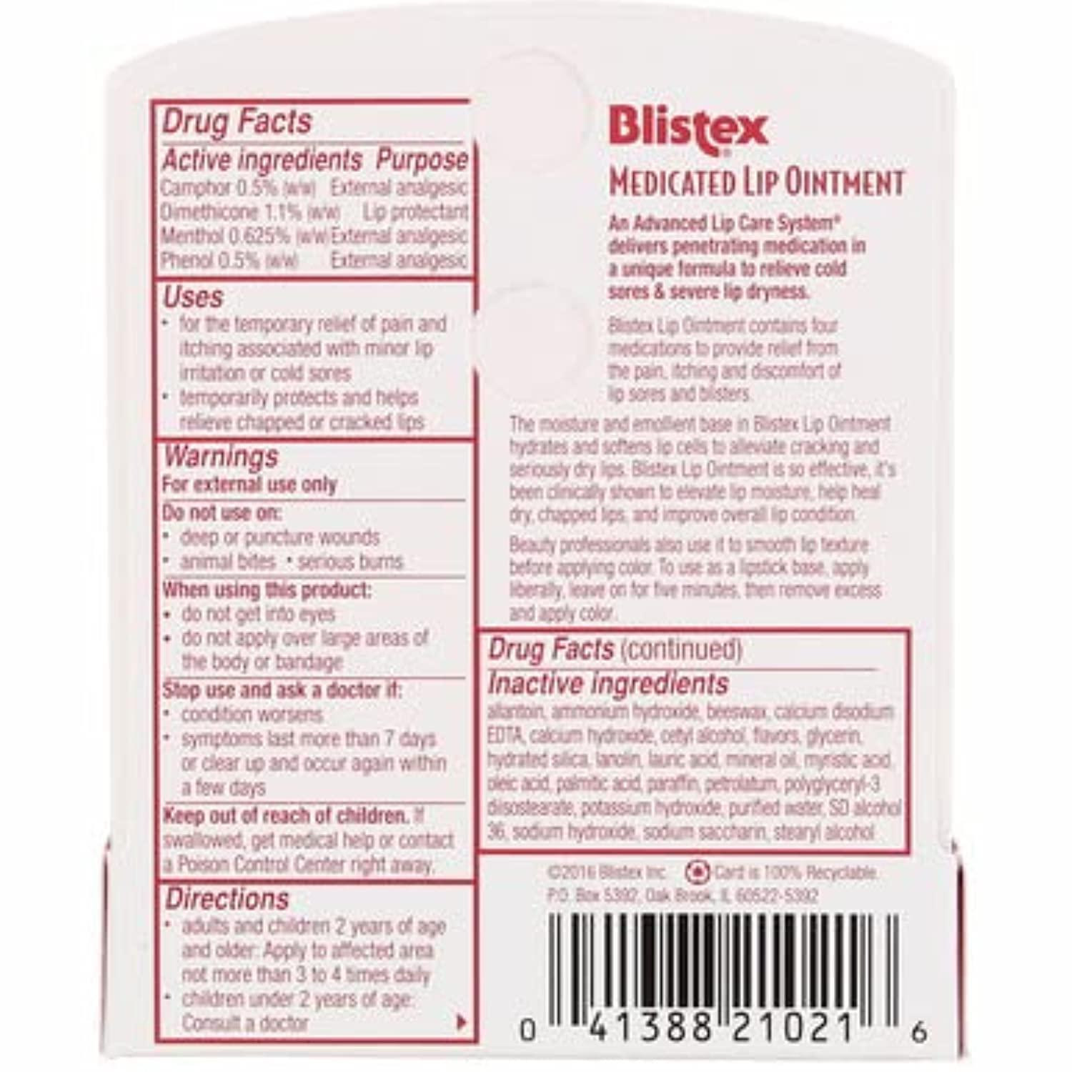 Blistex Medicated Lip Ointment 0 21 Oz 6 G