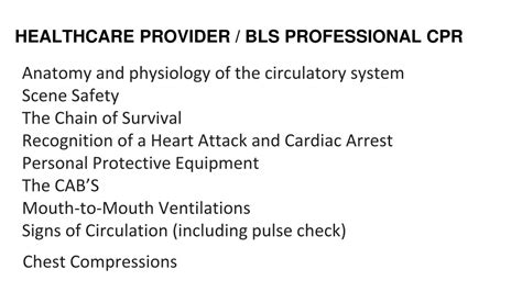 Bls For The Healthcare Professional
