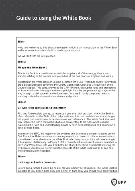 Btc1 Civil Ws1 Prepare White Book Guide Script 2024 Slide 1 Hello