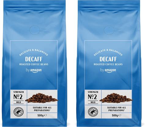 By Amazon Decaffeinated Coffee Beans Light Roast 1Kg 2 Packs Of 500G