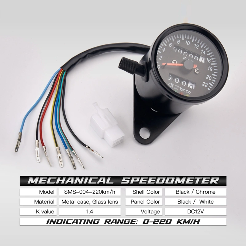 Cafe Racer Retro Custom Motorcycle Mechanical Speedometer With Led