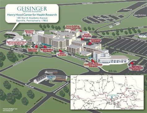 Campus Map With Directions To The Hood Center Geisinger Health