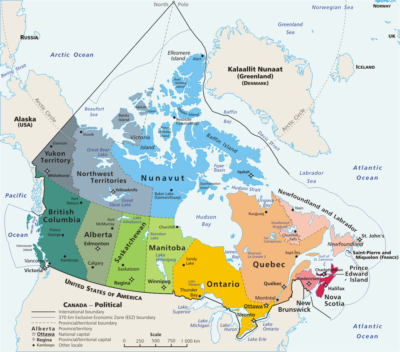 Canada Map Territories And Provinces