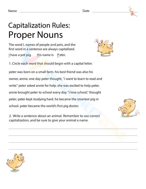 Capitalization Proper Nouns Worksheet