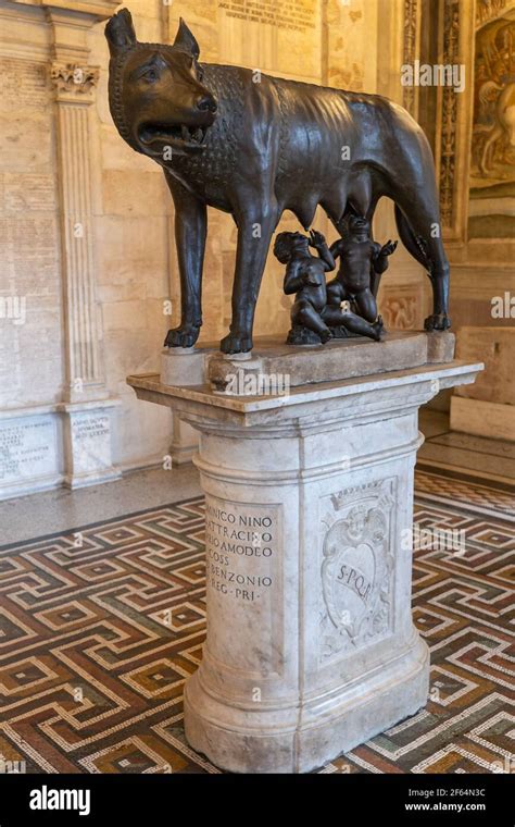 Capitoline Wolf Sculpture At Capitoline Museums In Rome Italy