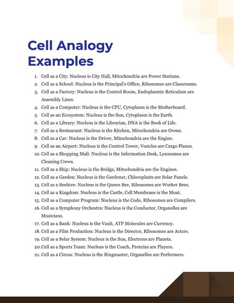 Cell Analogy 100 Examples How To Write Tips