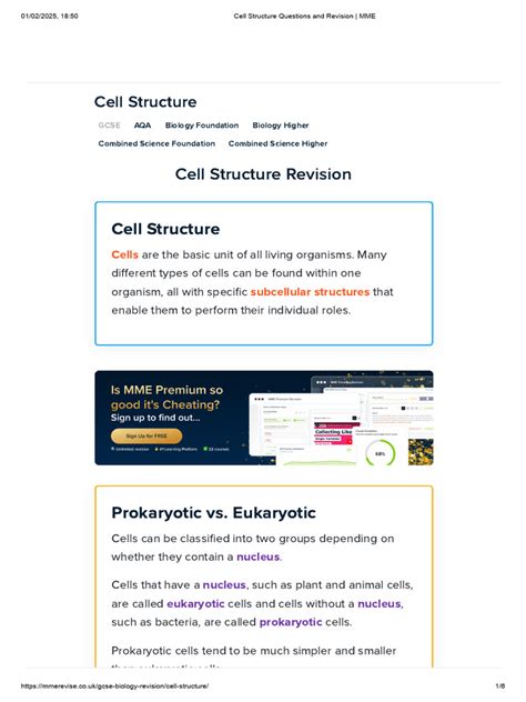 Cell Structure Questions And Revision Mme