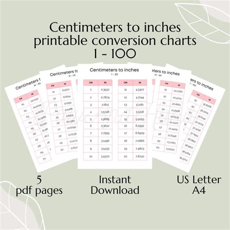 Centimeters To Inches Conversion Chart Page Table 1-100 Cm, 59% Off
