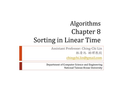 Ch8 Sorting In Linear Time Ming Te Chi Ppt Download