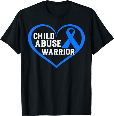 Child Abuse Awareness Month Blue Heart Domestic Violence T Shirt