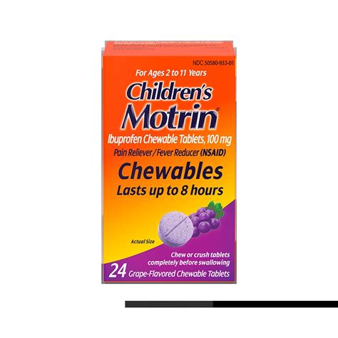 Children S Motrin Dye Free Grape Chewable Tablets With Ibuprofen 72 Ct