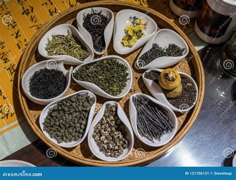 Collection Of Chinese Teas In Traditional Tea Ceremony Stock Image