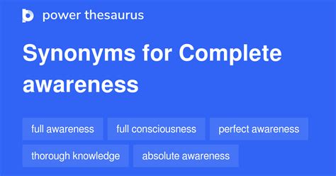 Complete Awareness Synonyms 127 Words And Phrases For Complete Awareness