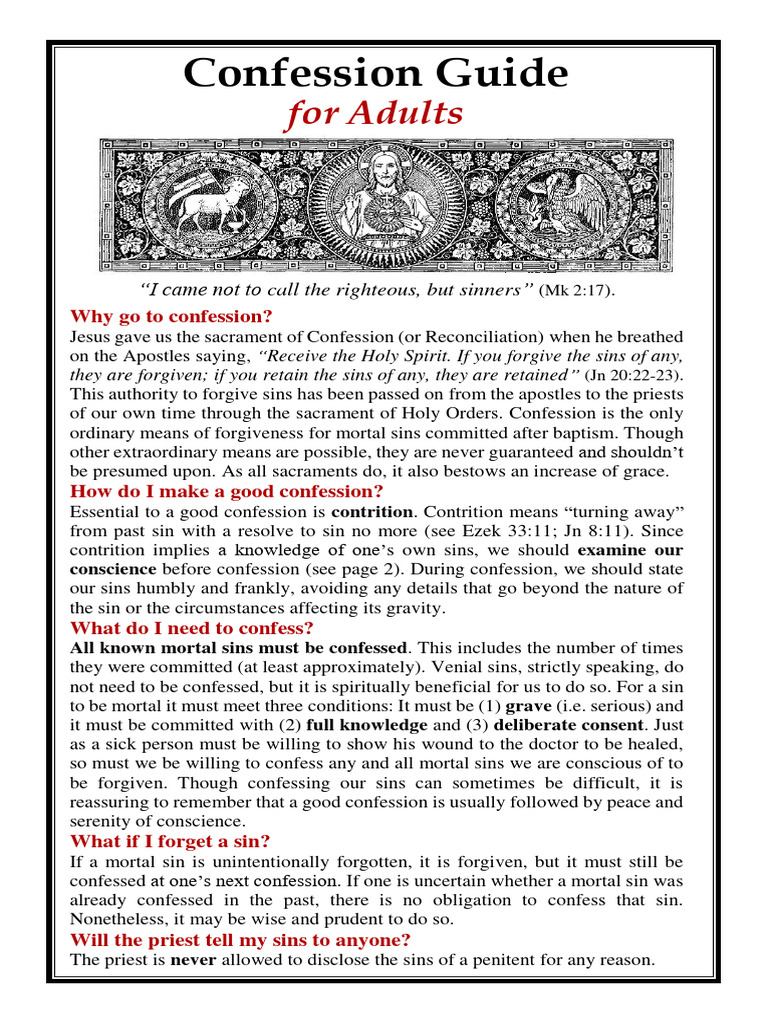 Confession Guide For Adults 2020 Pdf Confession Religion