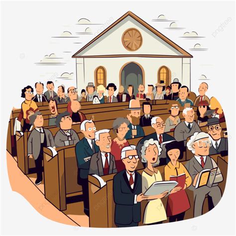 Congregational Meeting Clipart People Sitting In Church With Rabbi