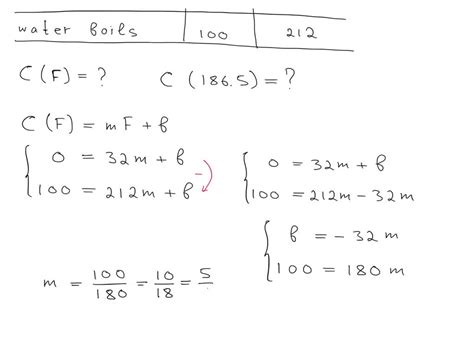 Consider The Following Table Water Freezes Water Boils 100 212 A Linear