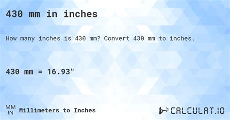 Convert 430 Mm To Inches