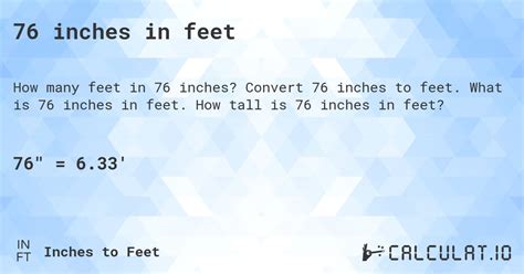 Convert 76 Inches To Feet 76 Inches In Feet How To Measure