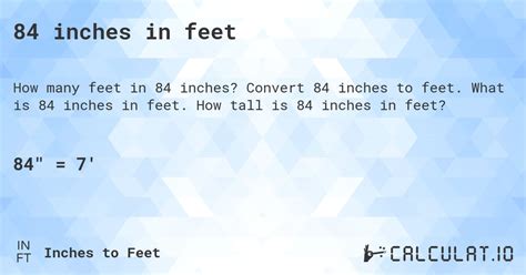 Convert 84 Inches To Feet 84 Inches In Feet How To Measure