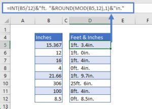Convert Inches To Feet And Inches In Excel Google Sheets Automate Excel