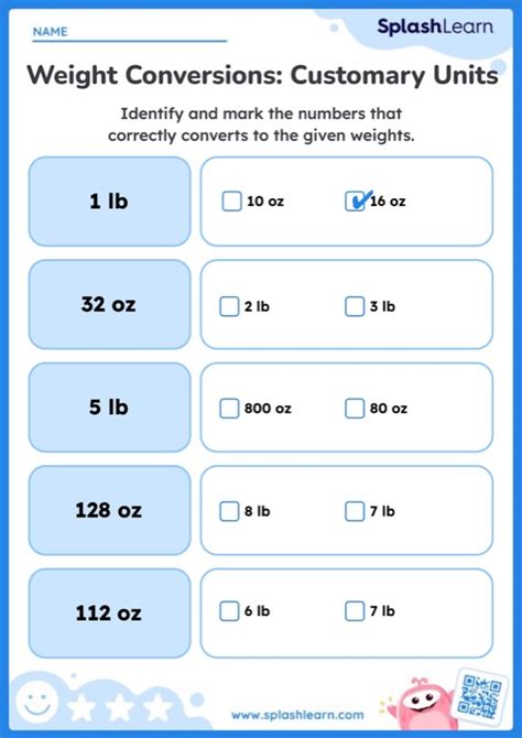 Convert Units Of Weight Worksheet Printable Online Answers