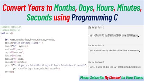 Convert Years Into Months And Days C Program Explained Youtube