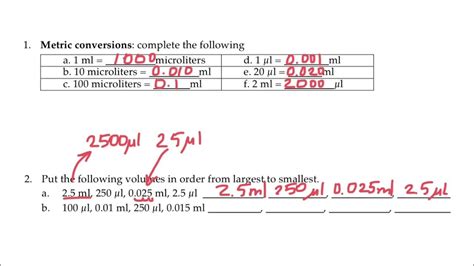 Converting Between Microliters L And Milliliters Ml Youtube