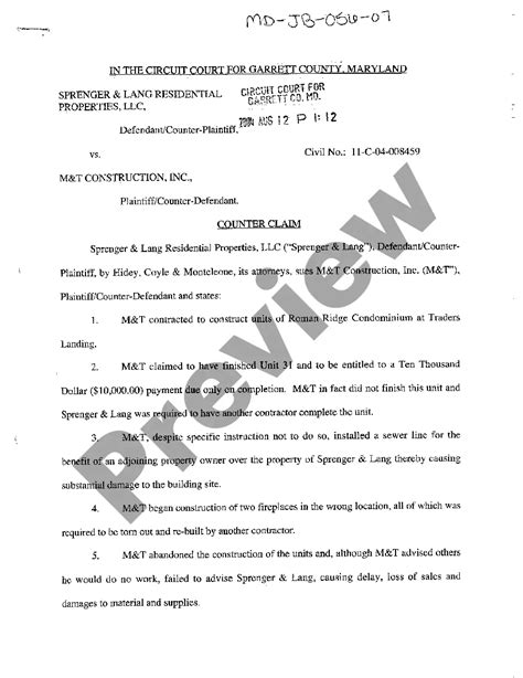 Counterclaim For Breach Of Contract Us Legal Forms