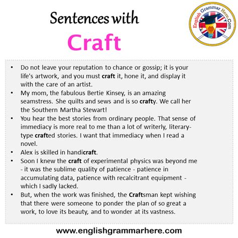 Craft In A Sentence Examples 21 Ways To Use Craft