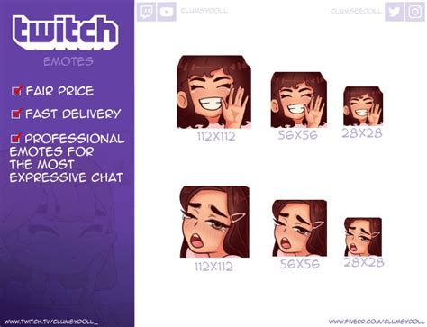 Create Custom Twitch Emotes Sub Badges And More By Clumsydoll Fiverr