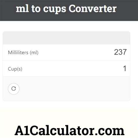 Cups To Ml Ml To Cups Converter