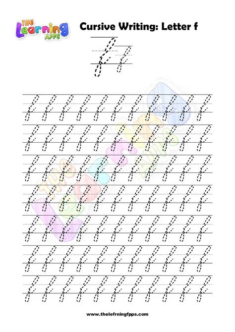 Cursive Writing Letter F Worksheets K5 Learning Free Printable