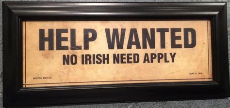 Custom Framed Help Wanted No Irish Need Apply Sign Reprint From