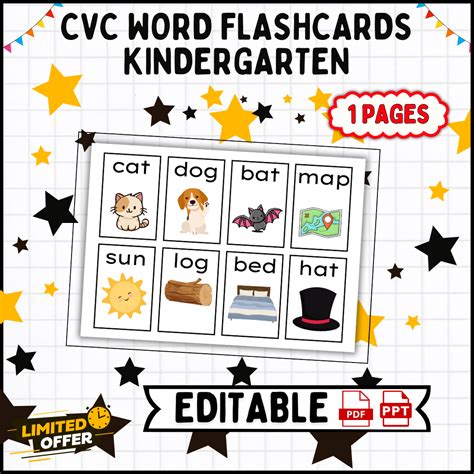 Cvc Flashcards Kindergarten