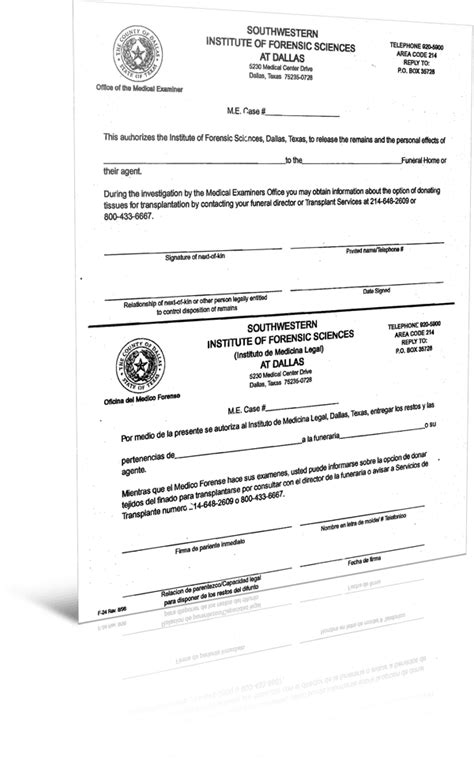 Dallas County Medical Examiner Release Form Fill Online Printable