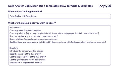 Data Analyst Job Description Templates How To Write Examples