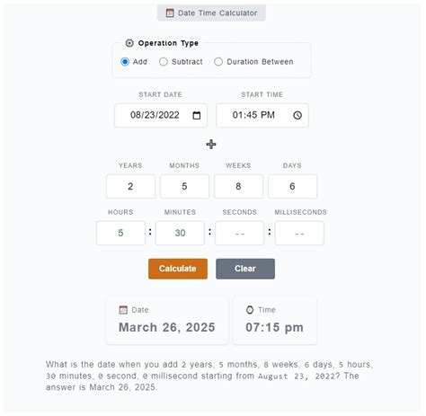 Date Time Calculator