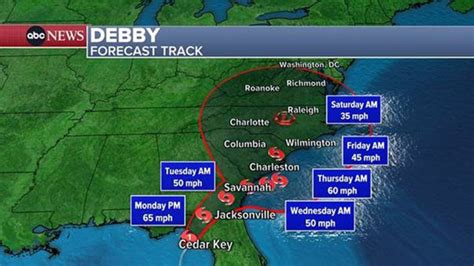 Debby Tracker Map See Tropical Storm S Path As It Moves Northeast