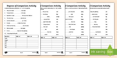 Degrees Of Comparison Worksheet Professor Feito Twinkl
