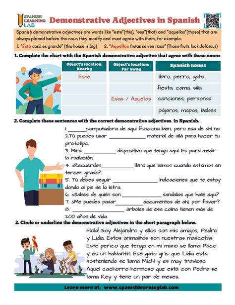 Demonstrative Adjectives Spanish Worksheet Adjectiveworksheets Net