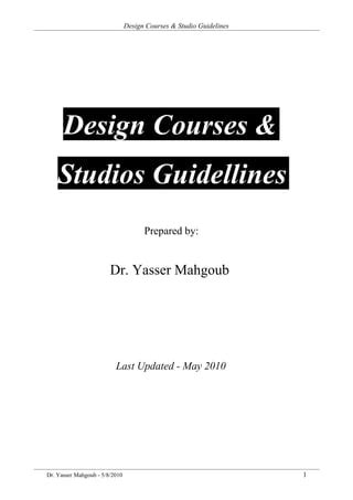 Design Courses Studios Guidelines Yasser Mahgoub Pdf