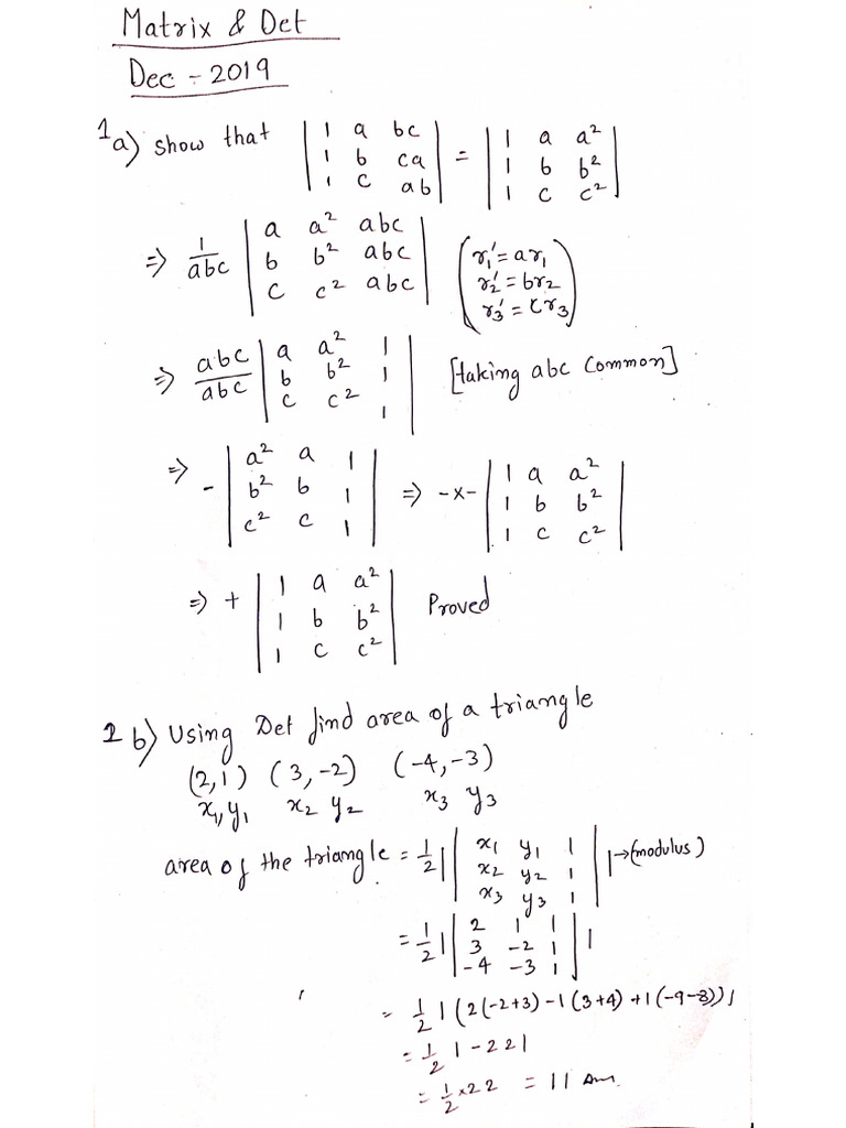 Det of 2x2 Matrix Formula