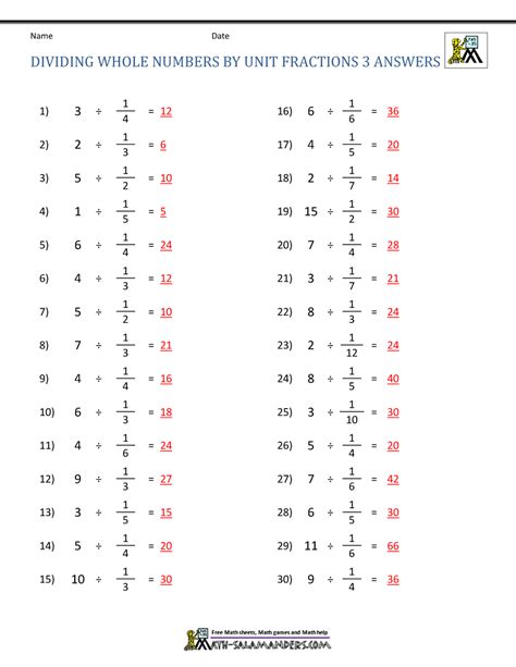 Divide Whole Numbers Worksheets